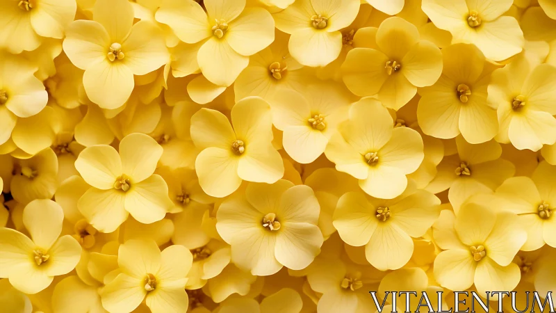 Yellow primrose flowers densely clustered in soft, warm illumination