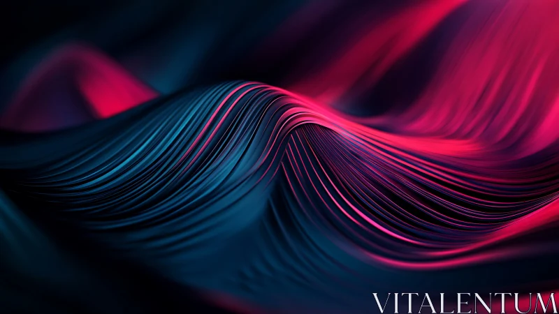 Neon magenta light waves flowing over deep teal folds.