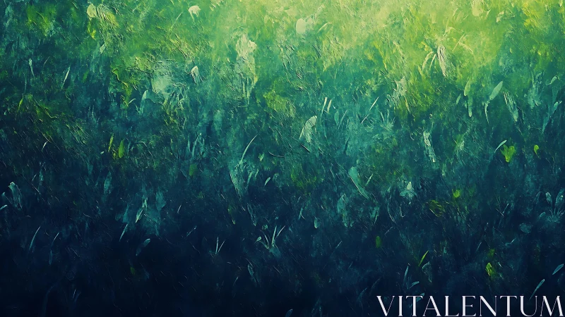 Abstract green grass field in impressionist painting style.