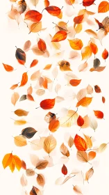 High-key autumn leaves arranged in layered translucent motion field