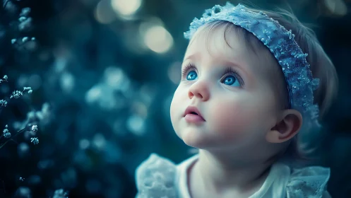 Winter-Touched Wonder: Child's Enchanted Gaze Pierces Frosted Dreams