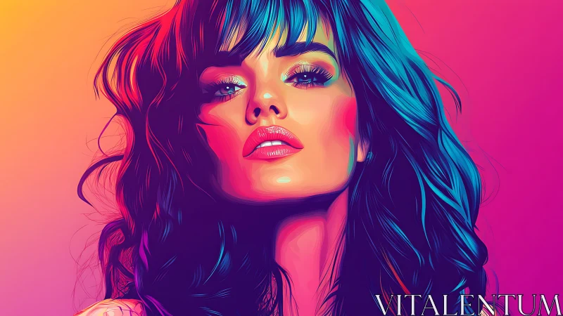 Bold neon portrait of confident woman in vibrant colors.