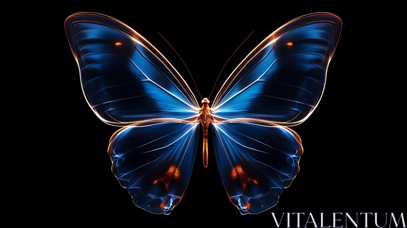 Glowing blue butterfly rendered with luminous digital effects