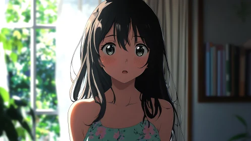 Sunlit blush and wide eyed wonder in a quiet doorway.