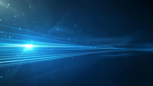 Blue light streaks in digital space, futuristic abstract style.