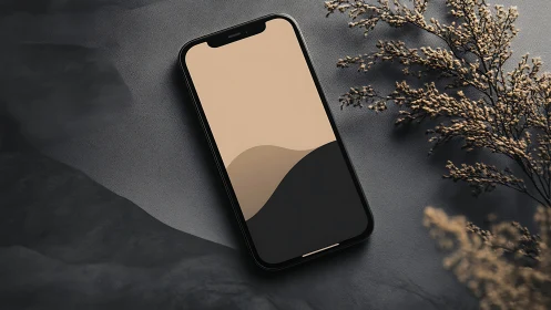 Black iPhone Glows Against Moody Textured Backdrop
