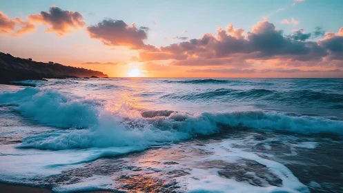Sunrise surf sings beneath cotton candy cloud tides.