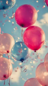 Colorful Balloons Dancing Against a Sunny Blue Sky