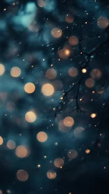 Midnight snowglow and forest bokeh drifting in silence.