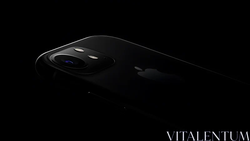 Black smartphone camera detail against dark background.