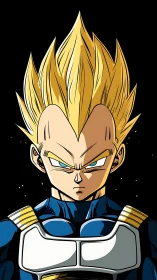 Super Saiyan warrior portrait with intense cel shading focus.