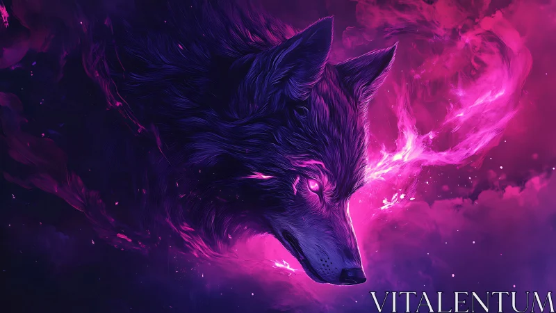 Neon spectral wolf profile in luminous nebula composition.