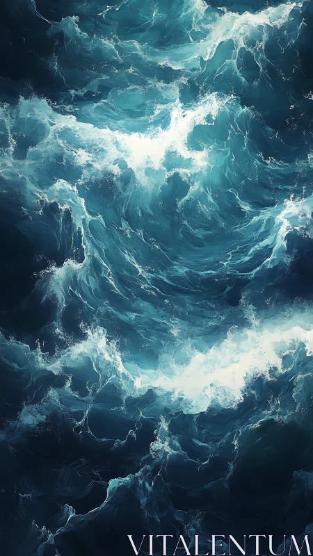 Turbulent ocean vortex rendered with layered foaming wave dynamics