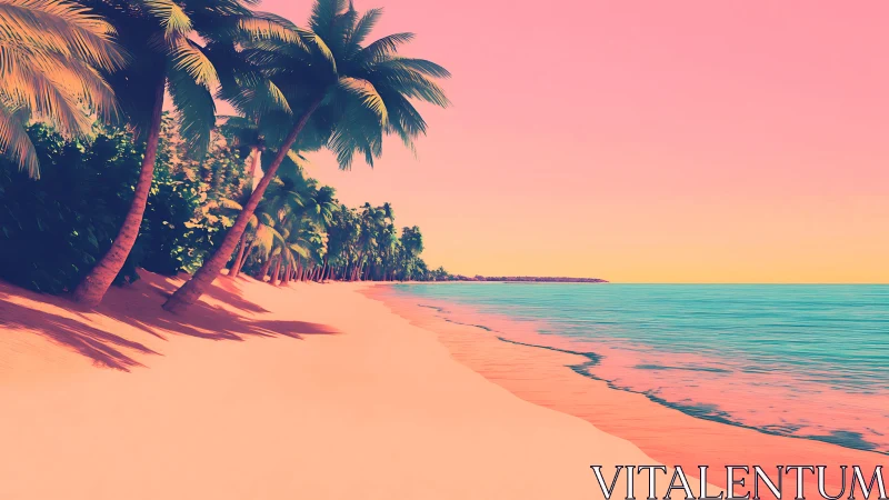 Dreamscape Shores: Neon Palms at Sunset's Edge.