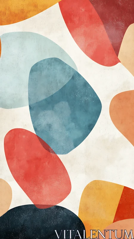 Midcentury biomorphic color fields with layered stone forms