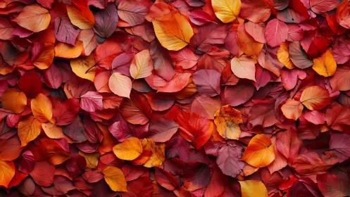 Crimson leaf confetti sprawled in wild autumn harmony.