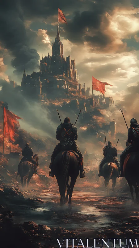Stormlit riders approach the ember crowned war citadel.
