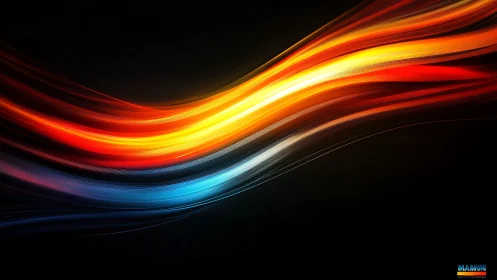 Curved spectral light trails form layered motion across black field