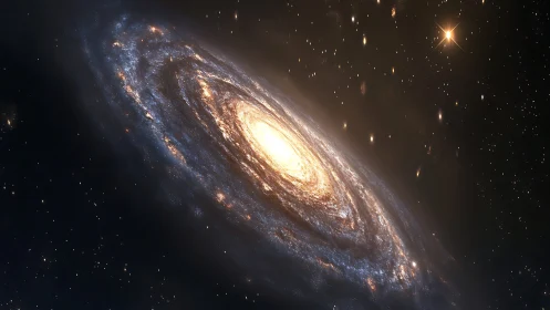 Spiraling starlit galaxy glowing softly in the quiet dark.