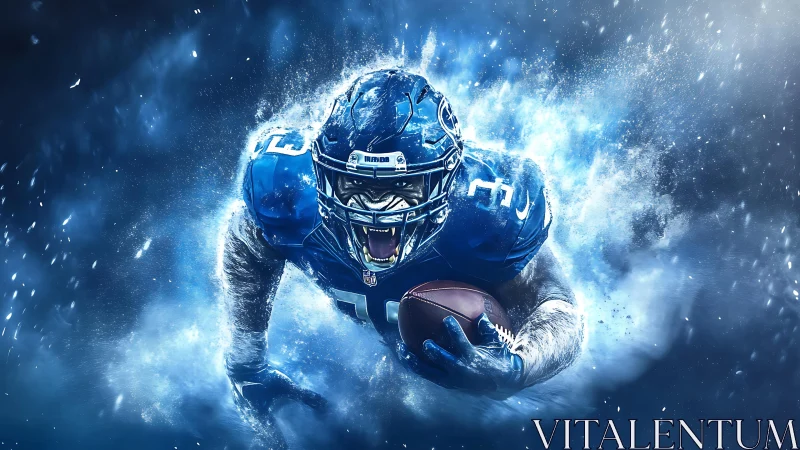 Digital rendering of American football runner in motion.