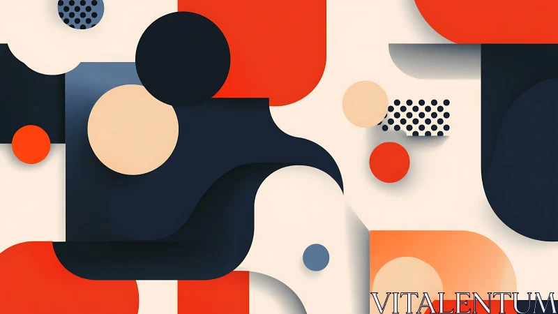 Geometric shapes form bold abstract composition in flat colors