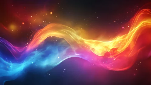 Prismatic nebula ribbons collide and braid across the void