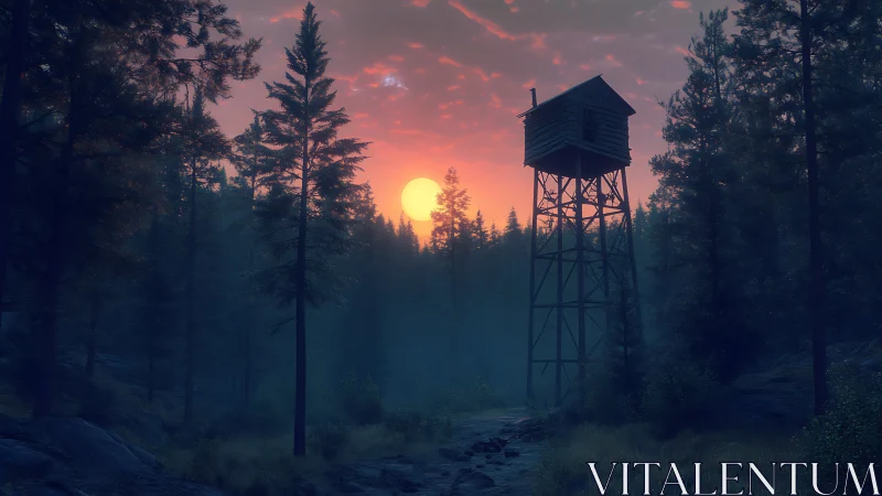 Solitary Sanctuary: Where Forest Meets Golden Hour.