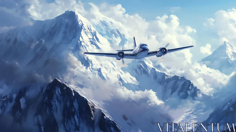 Silver skyliner threading bright blue paths through alpine clouds.