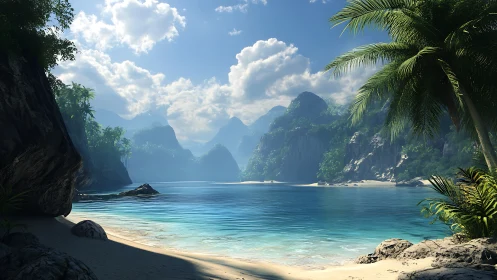 Tropical Fjord Landscape with Limestone Peaks and Turquoise Water