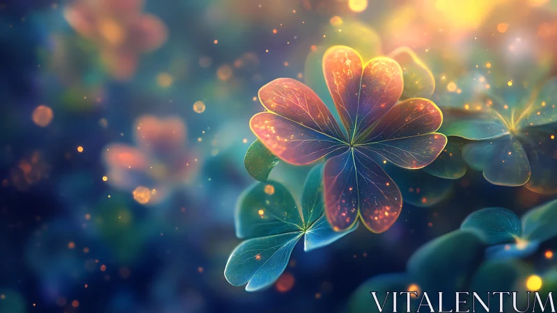 Luminescent Four-Petal Flowers with Particle Effects.