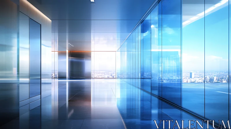 Modern Office Interior with Elevated Urban Vista.