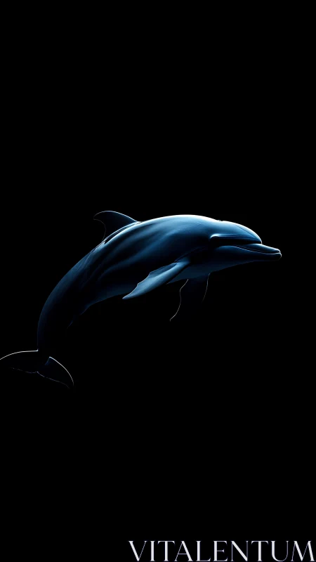 High contrast dolphin silhouette in deep black negative space