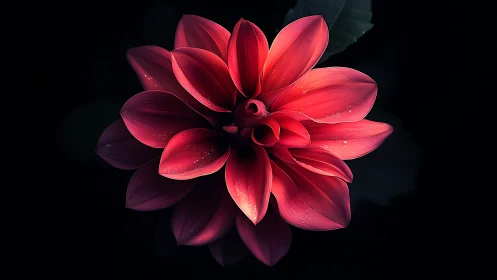 Radiant Crimson Bloom Against Darkness.