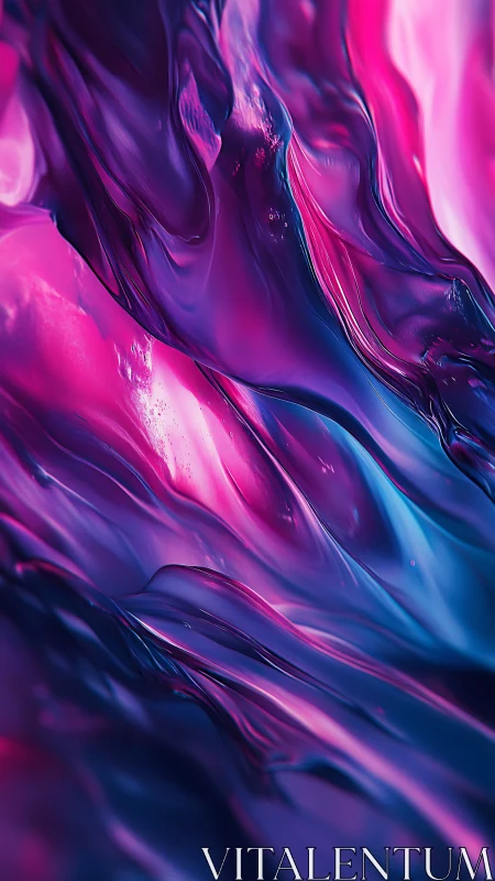 Velvet waves of neon pink and blue in liquid motion.