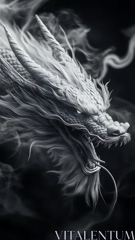 White smoke dragon lunges forward with curling tendrils