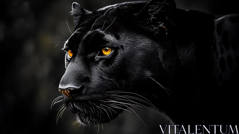 Black Panther Portrait with Amber Luminescent Ocular Features