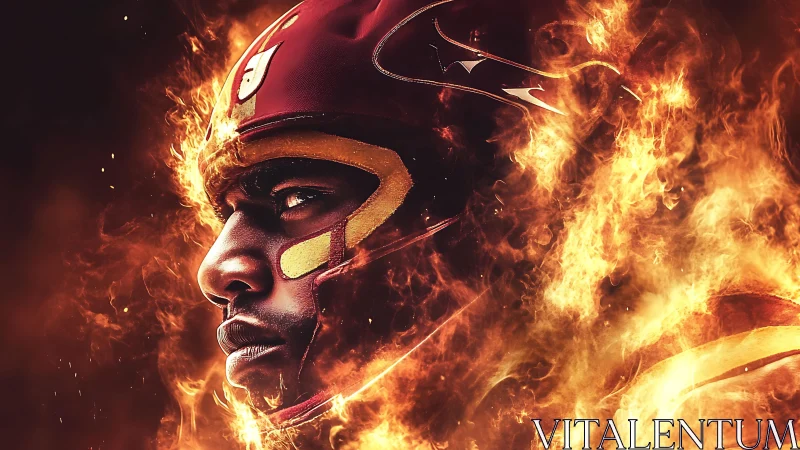 Flaming speedster’s focused profile burns through darkness