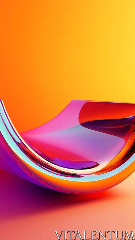 Fluid neon arc sculpture curves across vivid gradient light