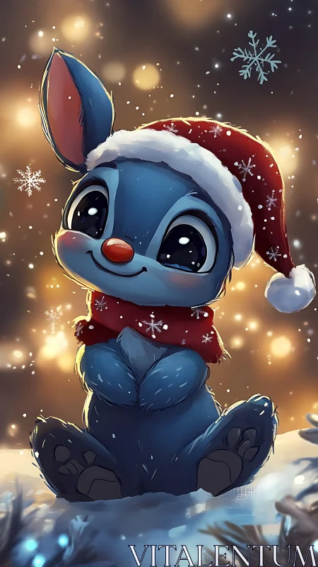 Tiny blue Christmas critter quietly hoards winter starlight