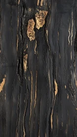 Molten gold fissures across textured black abstraction.