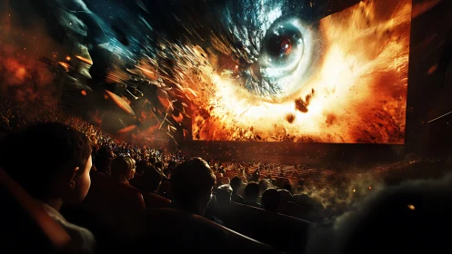 Cosmic eye explosion pulls a movie crowd into its orbit.