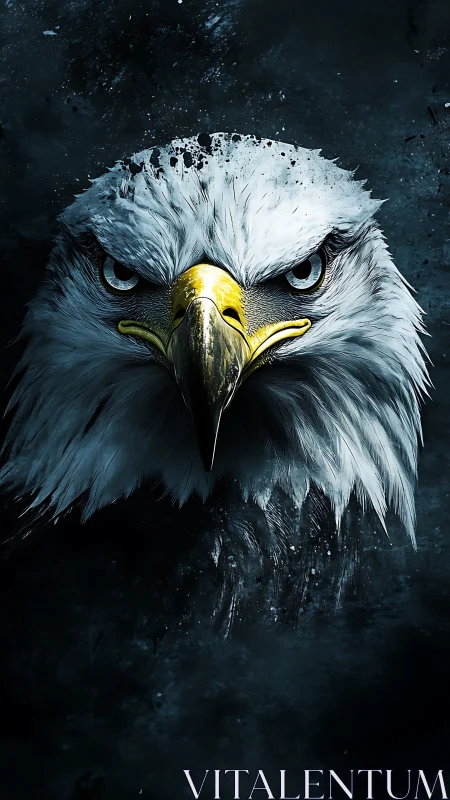 Storm-eyed eagle carves a fierce stare through darkness