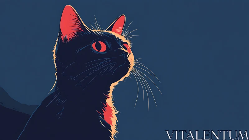 Bold Cat Portrait with Neon Eyes and Vibrant Lighting.