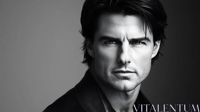 Monochrome male portrait captures intense forward gaze