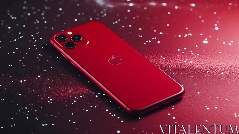 Red iPhone 11 Pro Against Crystalline Bokeh Background.