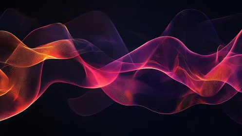 Lively neon waves dance across a deep twilight backdrop