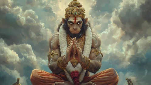 Skyborne simian sage in golden crown of quiet thunder.