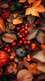 Rich autumn berries and leaves create a warm seasonal tapestry