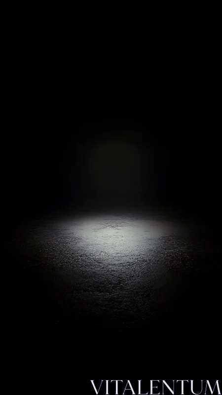 Isolated spotlight pool on textured concrete floor surface.