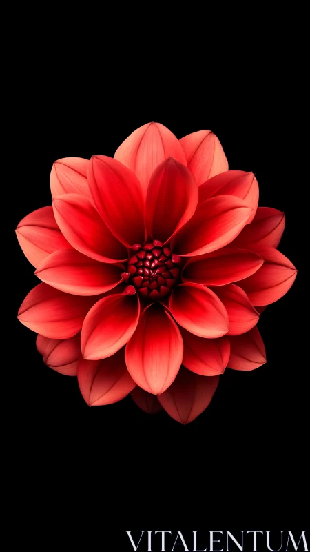 Red Dahlia Blooming in Splendid Detail.